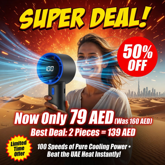Handheld Charging Fan – 100-Speed LED Turbo Fan