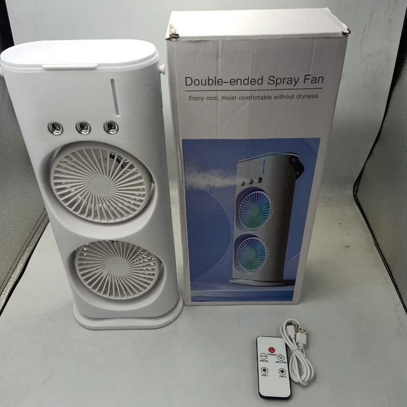 LuxeNova™ Double-Ended Portable Spray Fan – 3-in-1 Humidifier, Misting Cooling Fan with LED Lights