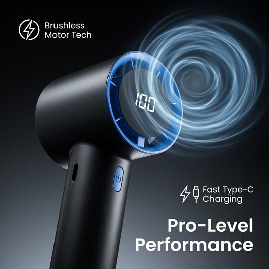 Handheld Charging Fan – 100-Speed LED Turbo Fan