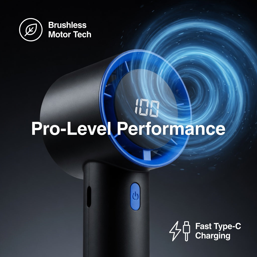 Handheld Charging Fan – 100-Speed LED Turbo Fan