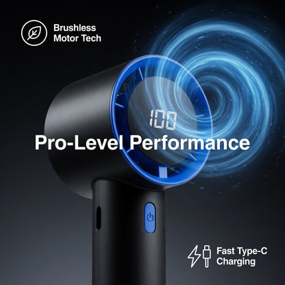 Handheld Charging Fan – 100-Speed LED Turbo Fan