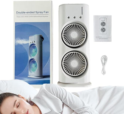 LuxeNova™ Double-Ended Portable Spray Fan – 3-in-1 Humidifier, Misting Cooling Fan with LED Lights