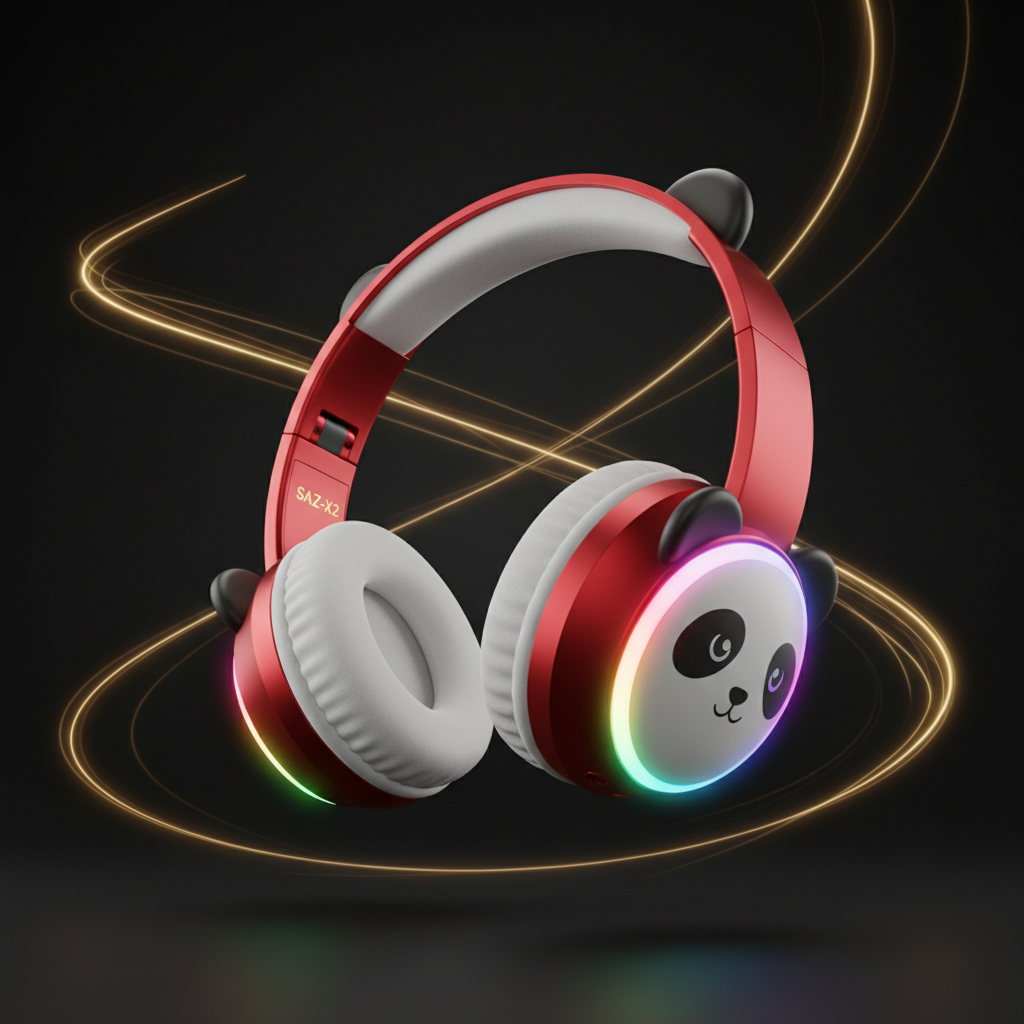 Panda LED Headphone Red-White Premium