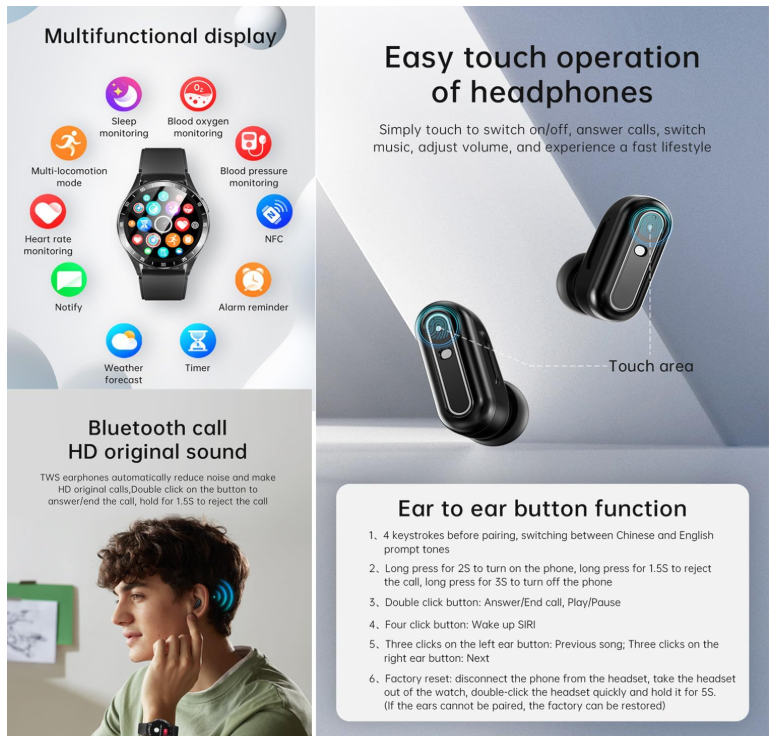 X10 Ultra 2-in-1 Premium Smartwatch with Built-in Wireless Earbuds
