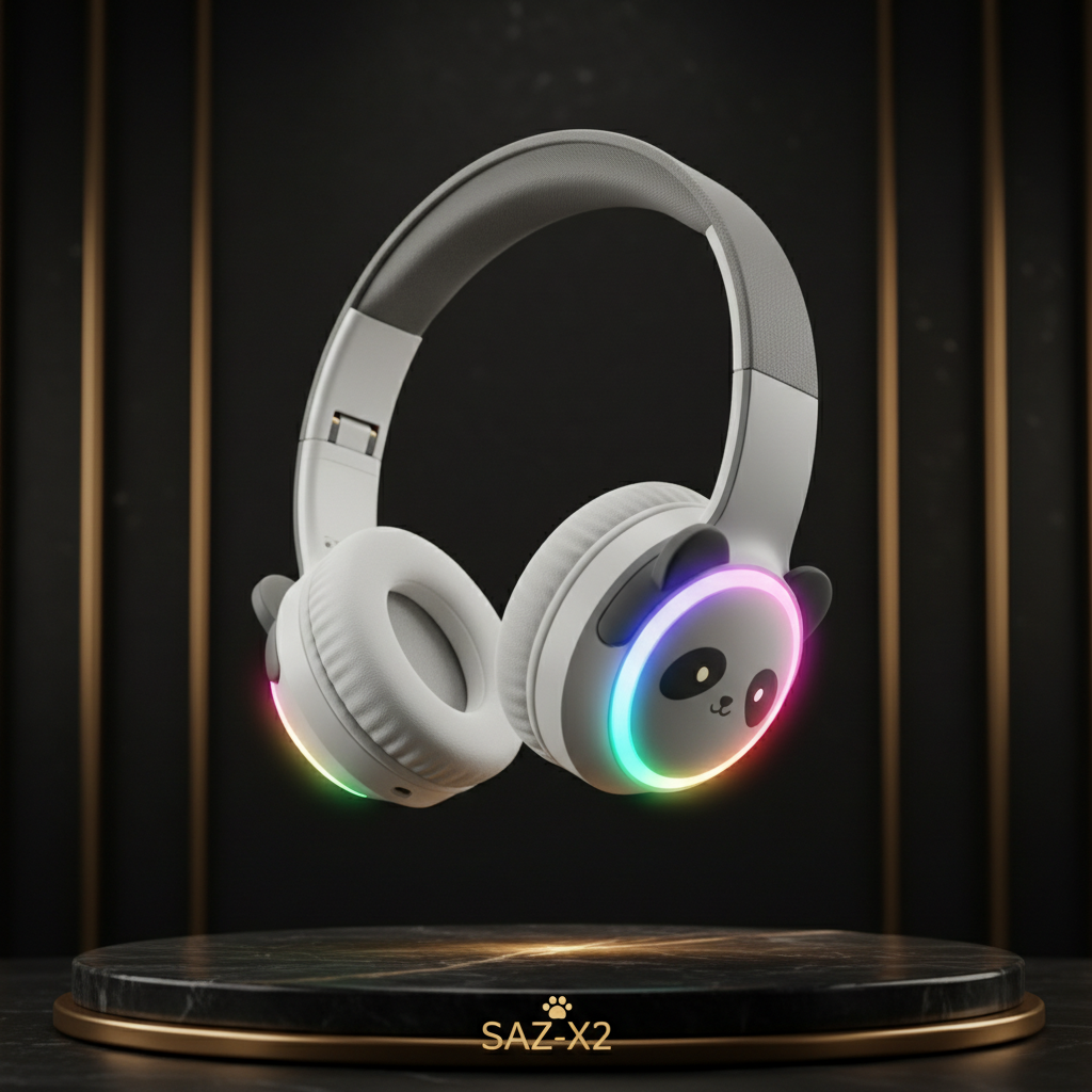 Panda LED Headphone White-Grey Premium